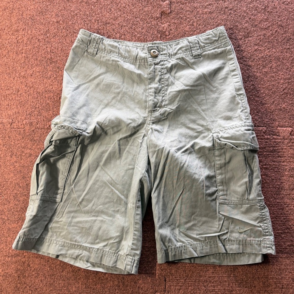 Nike Sportswear Mens Cargo Shorts Olive Green Cotton Twill Size L 373698-351
